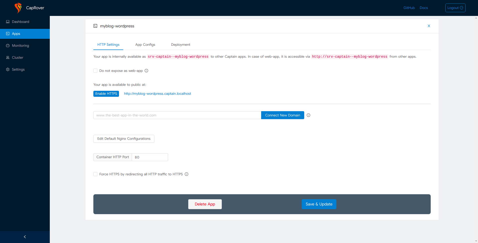 Configuración HTTP